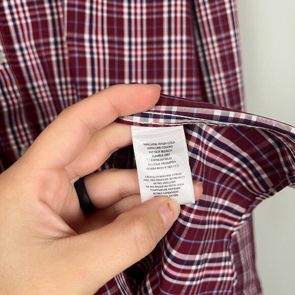 UNTUCkit Wrinkle Free Red Multicolor Plaid Flannel Button Down Shirt Men's L - Picture 6 of 6
